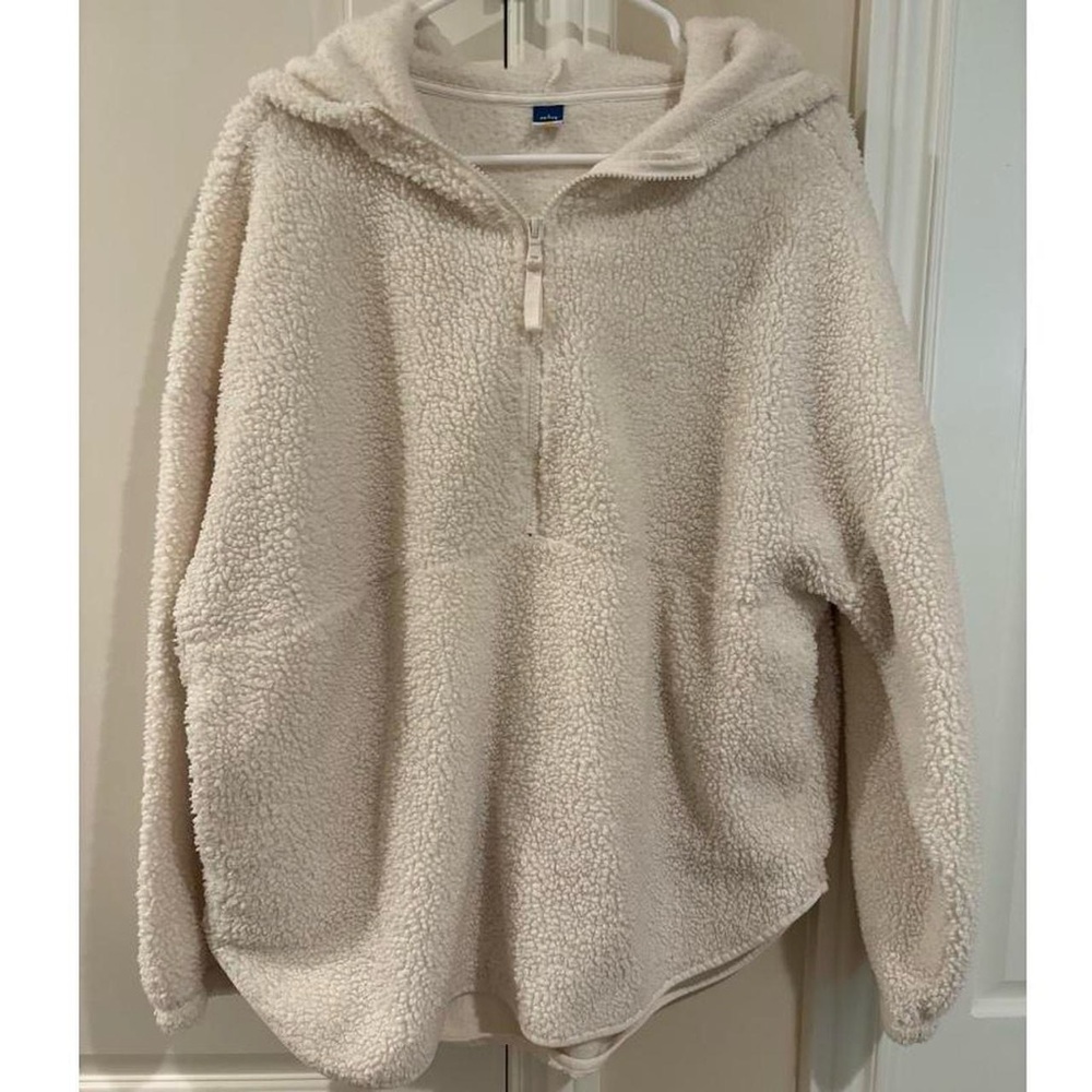 Cozy Cream Sherpa Hoodie Quarter Zip